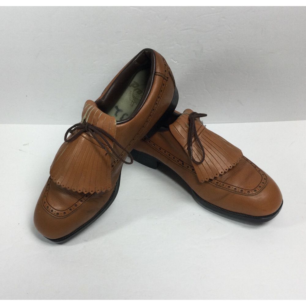 Pro Shu Chestnut Brown Golf‎ Shoes Womens Leather Oxford Kiltie Flap Size 8 D